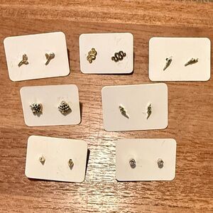 Set of 7 14k Gold Plated Stud Earrings